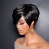 Perruque Pixie Dégradée Courte Glueless avec Frange de Côté Asymétrique Noir