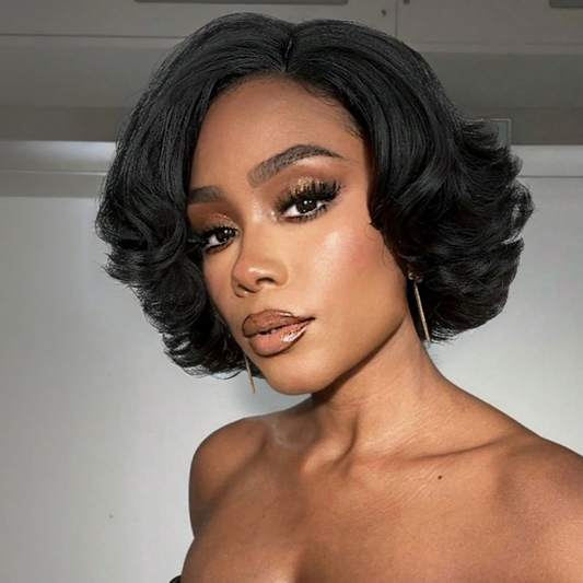 Style Naturel Glueless Bob Wear Go 4x4 Perruque Sans Colle Cheveux Humains Ondulé