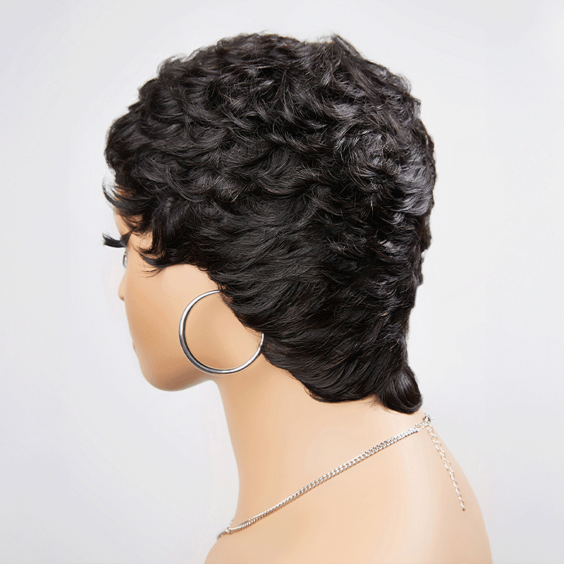 Patron Mature Coupe Pixie Avec Ondulation De L'eau Glueless Bob Perruque