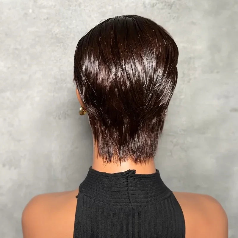 Perruque Full Lace Pixie Asymétrique Noir 613 Blonde Style Side Part Entièrement En Dentelle