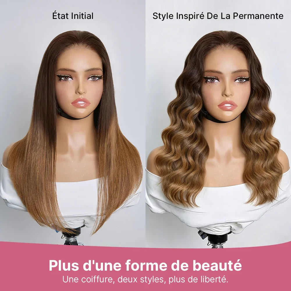 Bob Lisse Soyeux Ombré 4/27 Densité 250% 4x4 Glueless Perruque Volume de la Racine aux Pointes