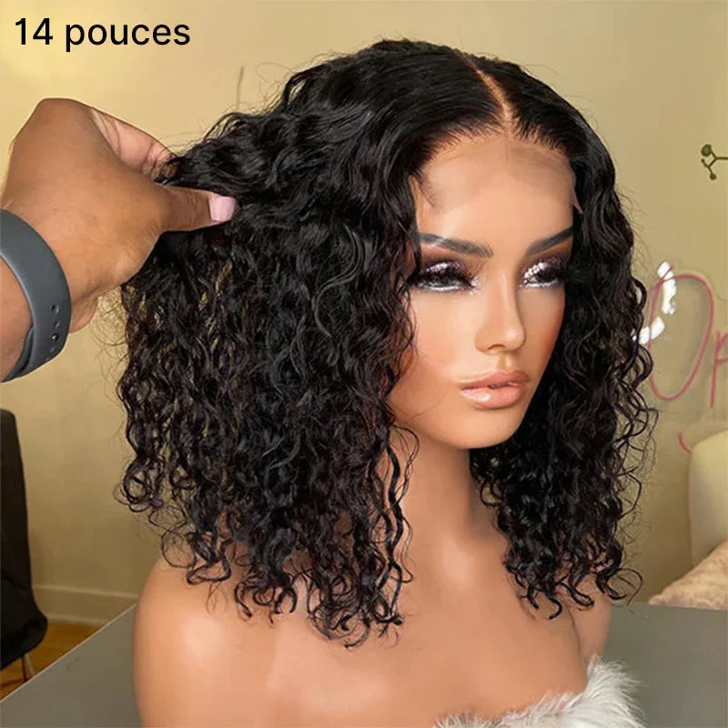 Chic Sans Ondes Romaines Effort Perruque 5x5 13x4 Glueless Water Wave Avec Raie au Milieu Short Wig