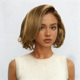 Doux Et Volumineux Couche Couleur Highlight 13x2 Dentelle Perruque Ondulé 300% Densité