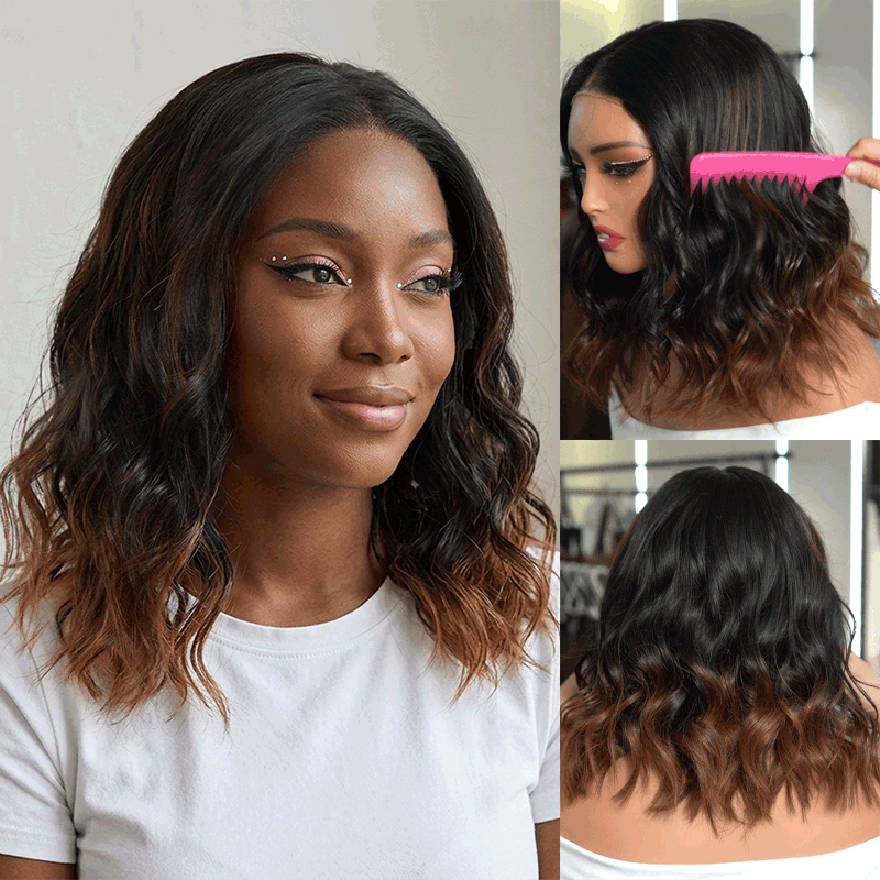 5x5 13x4 lace frontal Wig Mixed Color #4/27 Curly