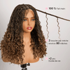 Perruque Tressée Bohème Ombre Brun En Dentelle Intégrale Avec Cheveux Bébé Synthétique 300% Densité