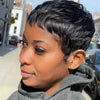 Perruque Full Lace Pixie 100% Cheveux Humains Frange Effilée Naturelle