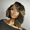 Perruque Lace Frontal 13x6 Carré Asymétrique Dégradé Côté Rasé Highlight Noir San Colle
