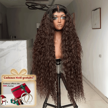 Glueless Rebondissement Bouclé Couleur Ombre Brun 5x5 Perruque Sans Colle 300% Densité