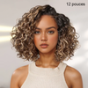 Glueless Couleur Mèches Blondes & Noir Naturel 5x5 Wear Go Perruque Sans Colle Bouclé