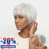 Glueless Perruque Ange Blanc Pixie Bob Lisse Blanc Argenté Sans Colle 100% Cheveux Humains
