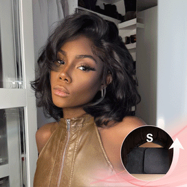 Couche C Partie Glueless 7x4 Brun Caramel Blond Mixte/Naturel Bob Perruque Sans Colle