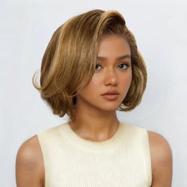 2 𝑭𝑶𝑹 €99🔥Doux Et Naturel Couche Highlight 13x2 Dentelle 300% Densité +2x6 Dentelle Bob Perruque