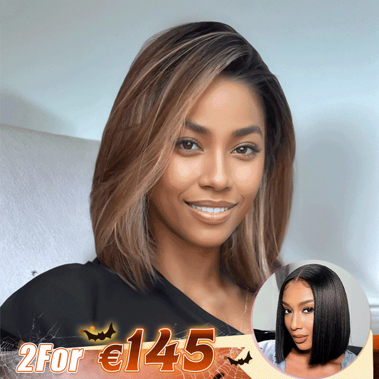 2 𝑭𝑶𝑹 €145🔥 Chic Vente À Chaud Pré-épilé Bob Perruque Qualité Supérieure Cheveux Humains