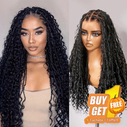 𝑩𝒖𝒚 1 𝑮𝒆𝒕 1 𝑭𝒓𝒆𝒆💥36 Pouces Perruque Tressée Bohème En Dentelle Complète Avec Cheveux De Bébé Synthétiques De Qualité Supérieure