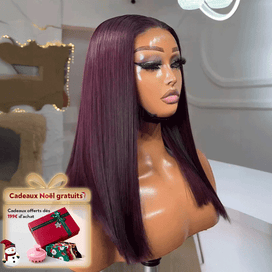 Soyeux Glueless Couleur Violet Foncé 5x5 Nœuds Blanchis Bob Perruque Sans Colle Lisse