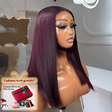 Soyeux Glueless Couleur Violet Foncé 5x5 Nœuds Blanchis Bob Perruque Sans Colle Lisse