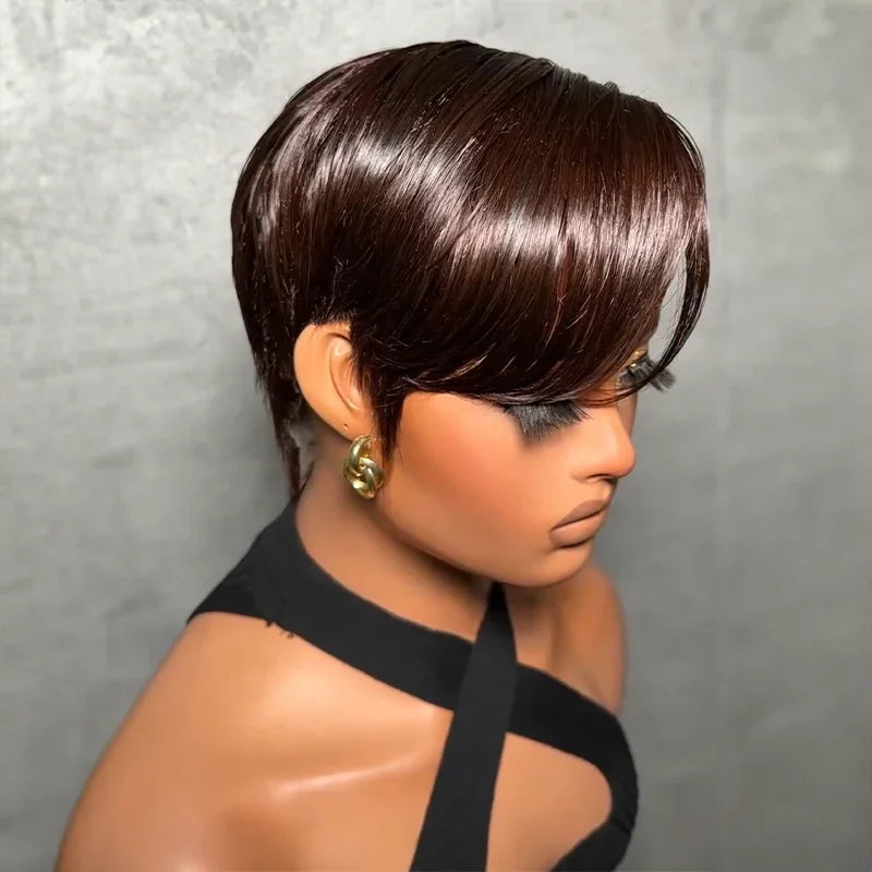 Perruque Full Lace Pixie Asymétrique Noir 613 Blonde Style Side Part Entièrement En Dentelle