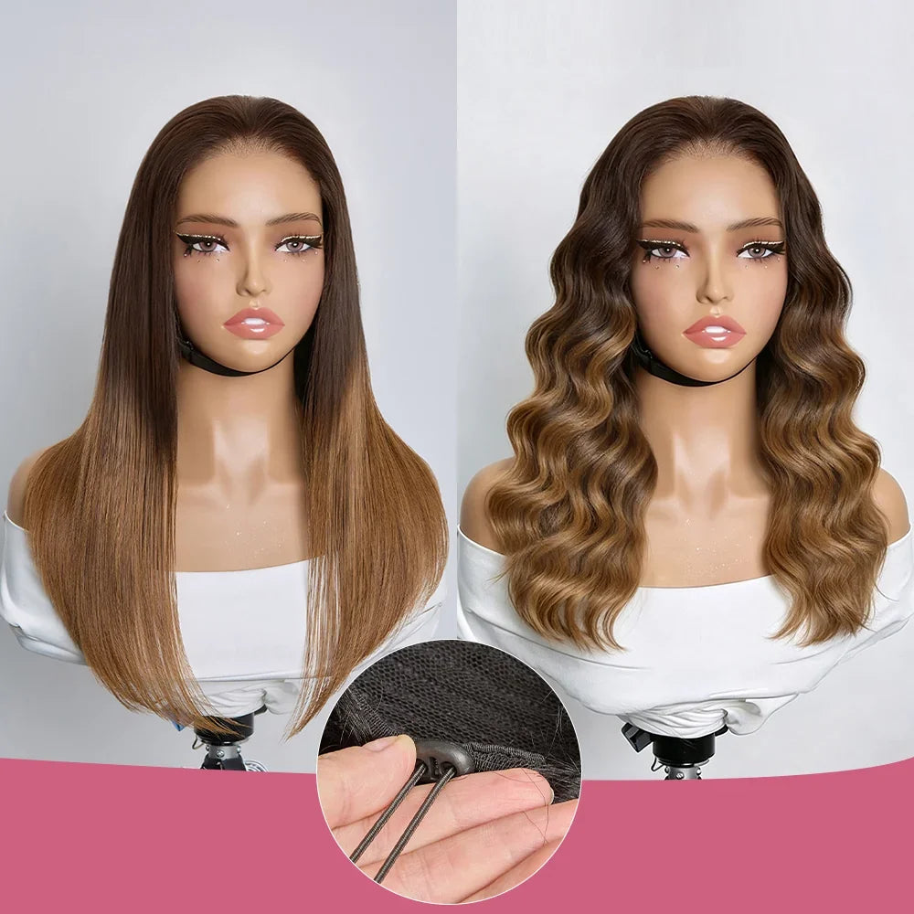 Bob Lisse Soyeux Ombré 4/27 Densité 250% 4x4 Glueless Perruque Volume de la Racine aux Pointes