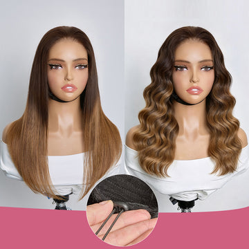 Bob Lisse Soyeux Ombré 4/27 Densité 250% 4x4 Glueless Perruque Volume de la Racine aux Pointes