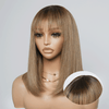 Ready to Wear Glueless Couleur Ombre Thé Lait Dégradé Lisse Perruque Sans Colle Bob Avec Frange