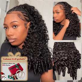 🔥4 In 1 Half Wig Adapté Aux Débutants Bouclée Birmane Demi-Perruque À Cordon Serrage Flexi-Fit 250% Densité