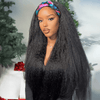 4 In 1 Half Wig Deep Curly/Yaki straight Demi-Perruqu À Cordon Serrage Flexi-Fit 250% Densité