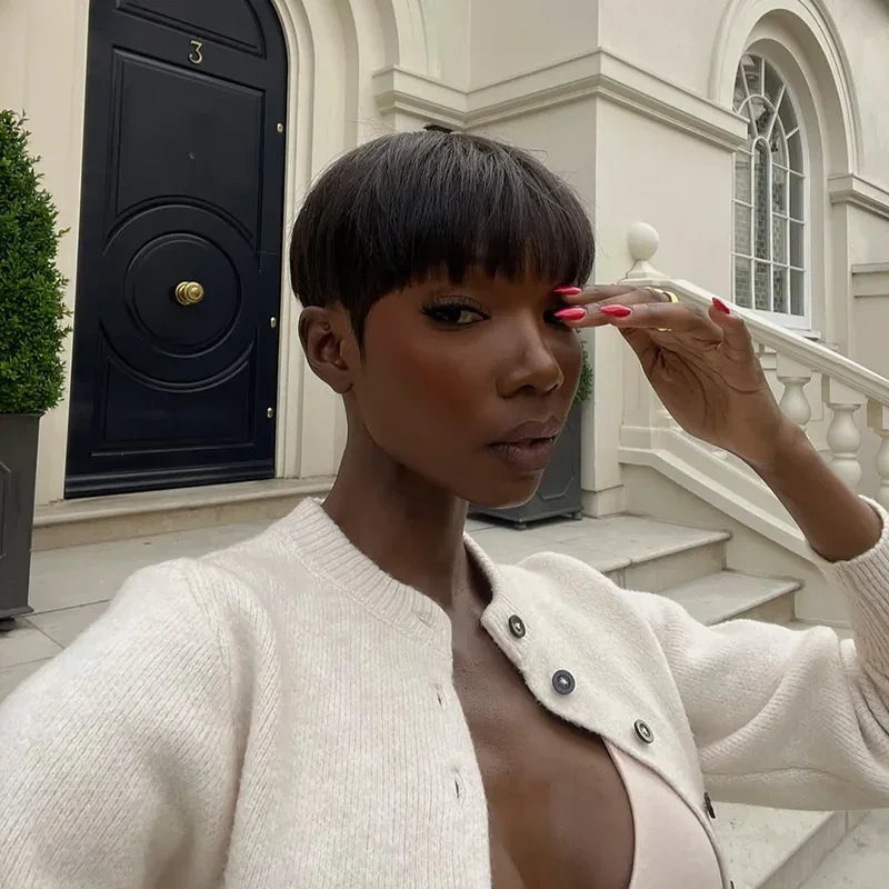 𝐏𝐫𝐞̂𝐭 𝐞𝐧 𝟕𝟐𝐡⚡Glueless Style De Mode Bob Wear Go Perruque Sans Colle Lisse Cheveux Humains
