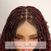 Perruque Tressée Bohème Couleur Ombre 99J En Dentelle Intégrale Avec Cheveux Bébé Synthétique 300% Densité
