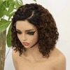 Dentelle Invisible Volume Naturel 4x4 Dentelle Partie Latérale Bob Perruque Bouclé 250% Densité