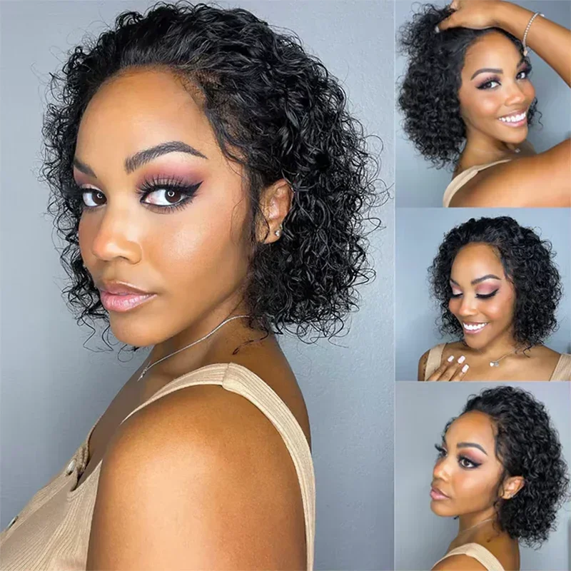 𝐏𝐫𝐞̂𝐭 𝐞𝐧 𝟐𝟒𝐡⚡Tendances Courte Bob Perruque 13x4 Dentelle Bouclé Cheveux Humains