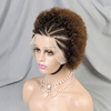 Pré-tresse Patron Mature Boucle Afro 3 Couleur 13x4 Dentelle Bob Perruque Cheveux