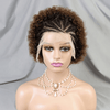 Pré-tresse Patron Mature Boucle Afro 3 Couleur 13x4 Dentelle Bob Perruque Cheveux