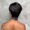 Perruque Pixie Dégradée Courte Glueless avec Frange de Côté Asymétrique Noir