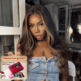 Glueless Luxe Couche 13x4 Highlight Perruque Sans Colle Ondulé Cheveux Humains Wear Go 250% Densité