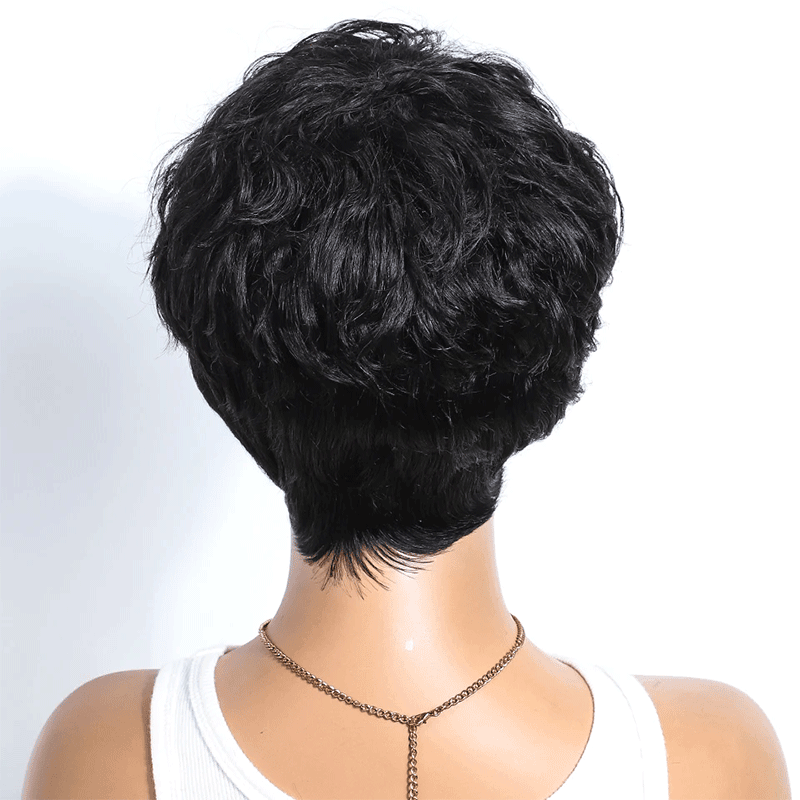 Patron Mature Coupe Pixie Avec Ondulation De L'eau Glueless Bob Perruque