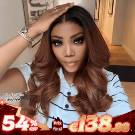 Glueless Couleur Marron Chocolaté Noir Mélangé 13x4 Perruque Sans Colle Body Wave Deux Styles