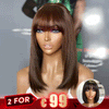 2 𝑭𝑶𝑹 €99🔥 Glueless Pour Débutants Supérieure Sans Effort Perruque À Franges 8" 200% Densité
