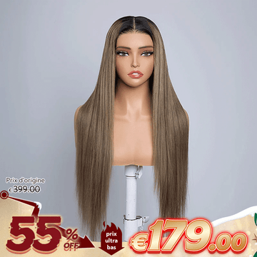 Chic Parisien Glueless 13x4 Ombre Highlight Perruque Sans Colle Lisse 250% Densité