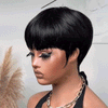 Coupe Pixie Vintage Chic Cheveux Naturels Frange Pleine Et Favoris Dessinés