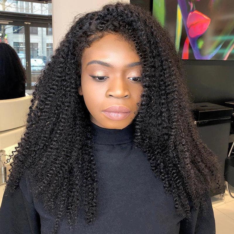 13x4 4C Edges Perruque HD lace frontale Perruque cheveux humains Kinky Curly - SHINE HAIR