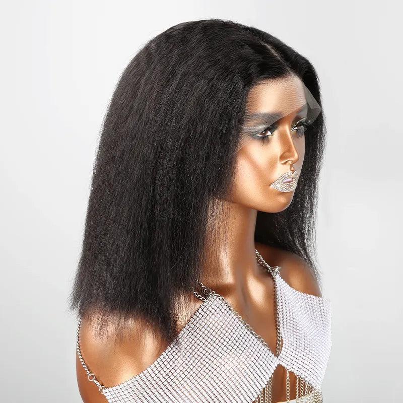 13x4 Afro Kinky Straight Minimaliste Bob Perruque Lace Frontale Humain Cheveux - SHINE HAIR