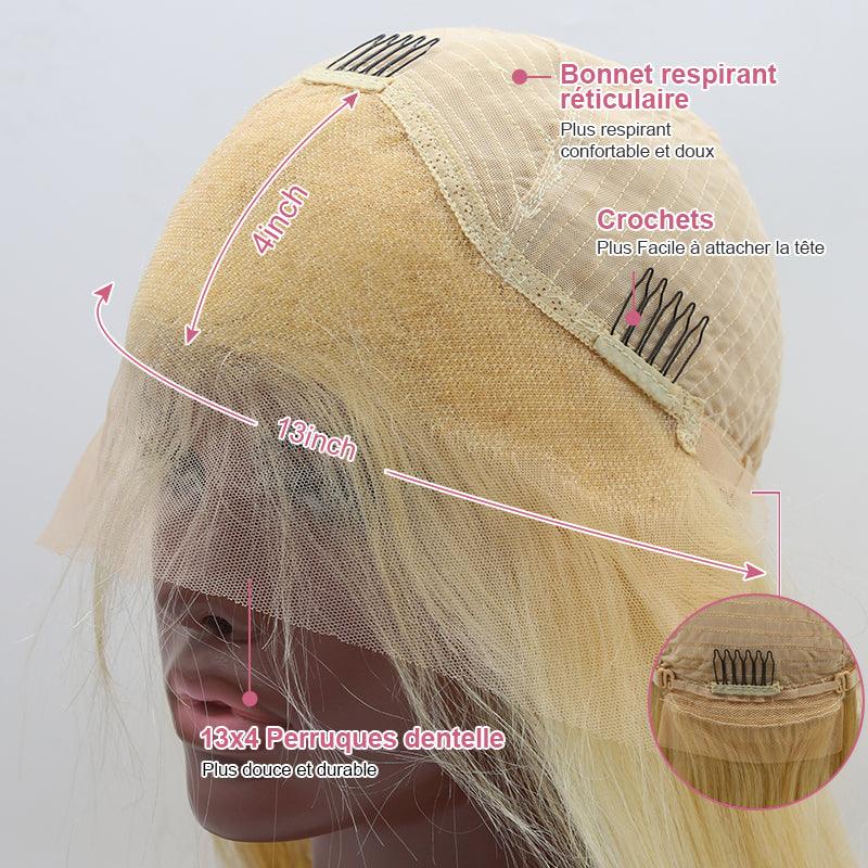 13x4 C Partie Bob Perruque Brun Mélange Blonde Dentelle Frontal Cheveux Humains - SHINE HAIR