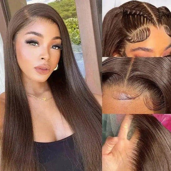 13x4 Dentelle Frontale Couleur Brun Chocolat Lisse Perruque Cheveux Humains - SHINE HAIR