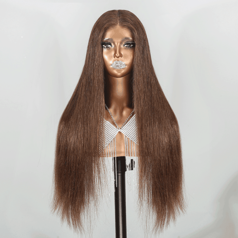 13x4 Dentelle Frontale Couleur Brun Chocolat Lisse Perruque Cheveux Humains - SHINE HAIR
