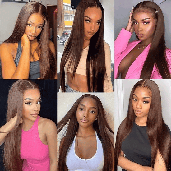 13x4 Dentelle Frontale Couleur Brun Chocolat Lisse Perruque Cheveux Humains - SHINE HAIR