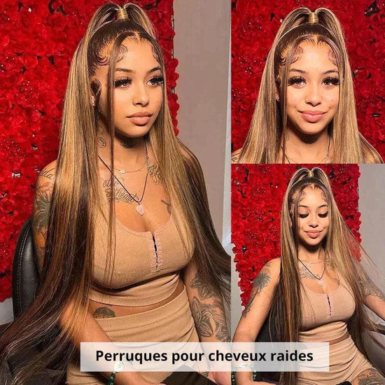 13x4 Dentelle Frontale Populaire Couleur Mélangé #4/27 Lisse Perruque - SHINE HAIR