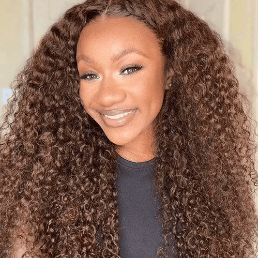 13x4 Dentelle Intemporel Couleur Brun Chocolat Bouclés Cheveux Humains - SHINE HAIR