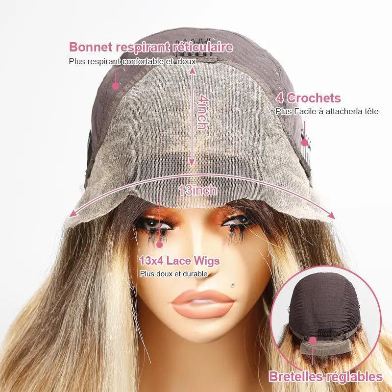13x4 Dentelle Stylisme Designer Perruque Couleur Ombre blonde Ocean Wave - SHINE HAIR