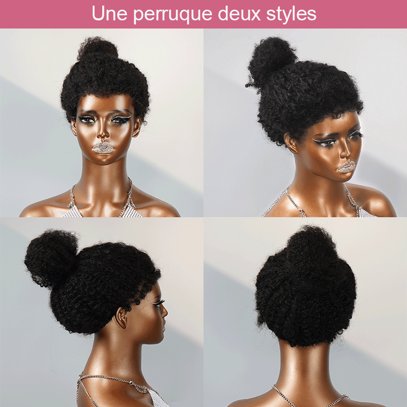 13x4 Glueless Kinky Bords Perruque Sans Colle Kinky Curly Frontale Wig 2 Styles - SHINE HAIR