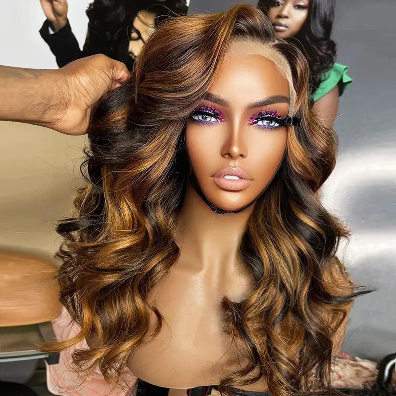 13x4 Lace Frontal Perruque Couleur Mélangé #1b427 Body Wave - SHINE HAIR